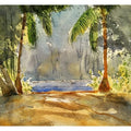 Landscape watercolor painting titled 'Soft shadows', 14x10 inches, by artist Soven Roy on Handmade Paper