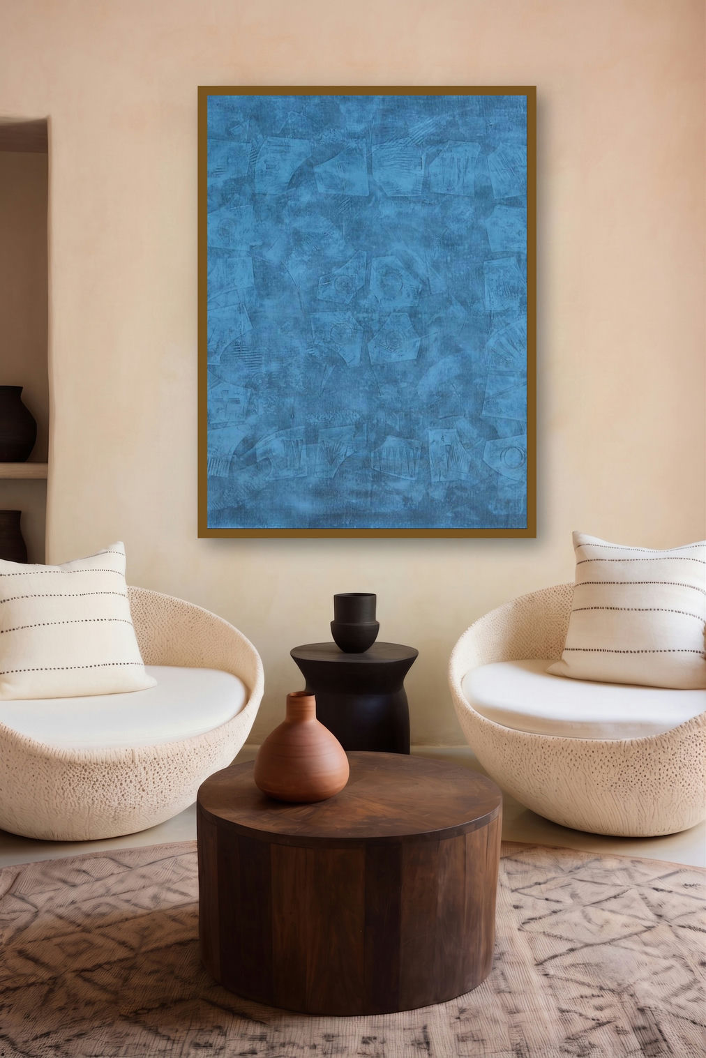 Solid Blue Abstract Ii by artist Mohit Bhatia displayed in a Minimalist gallery
