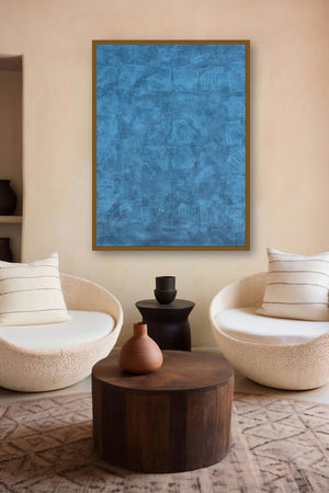Solid Blue Abstract Ii by artist Mohit Bhatia displayed in a Minimalist gallery
