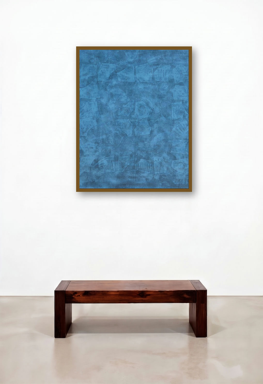 Solid Blue Abstract Ii by artist Mohit Bhatia displayed in a Urban Loft Dining Room