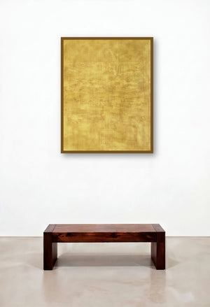 Solid Golden Abstract I by artist Mohit Bhatia displayed in a Elegant Bedroom