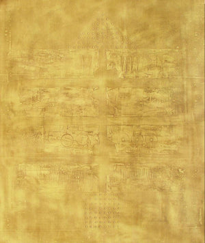 Solid Golden Abstract I by Mohit Bhatia, Original Acrylic Abstract Painting on Canvas, Large Vertical Wall Art
