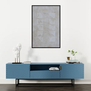 Preview of 'Solid Grey Abstract' Painting by Mohit Bhatia shown on a wall in a furnished room.