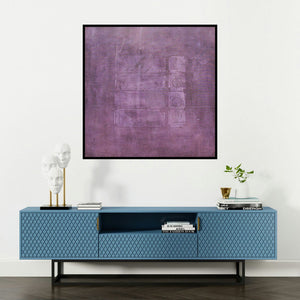 'Solid Mauve Abstract' painting by Mohit Bhatia shown on a wall in a furnished room.