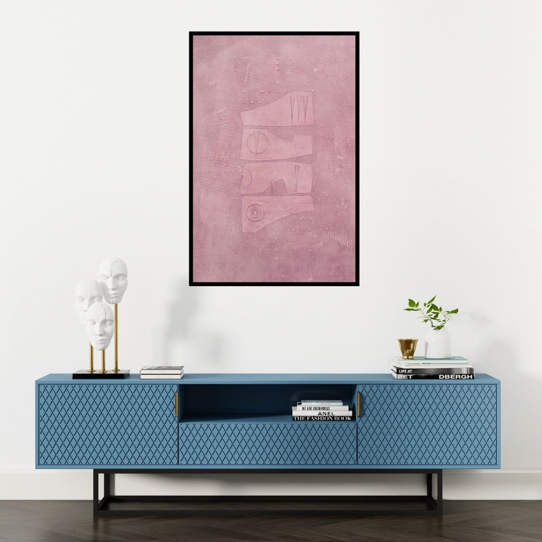 Preview of 'Solid Pink Abstract' Painting by Mohit Bhatia shown on a wall in a furnished room.