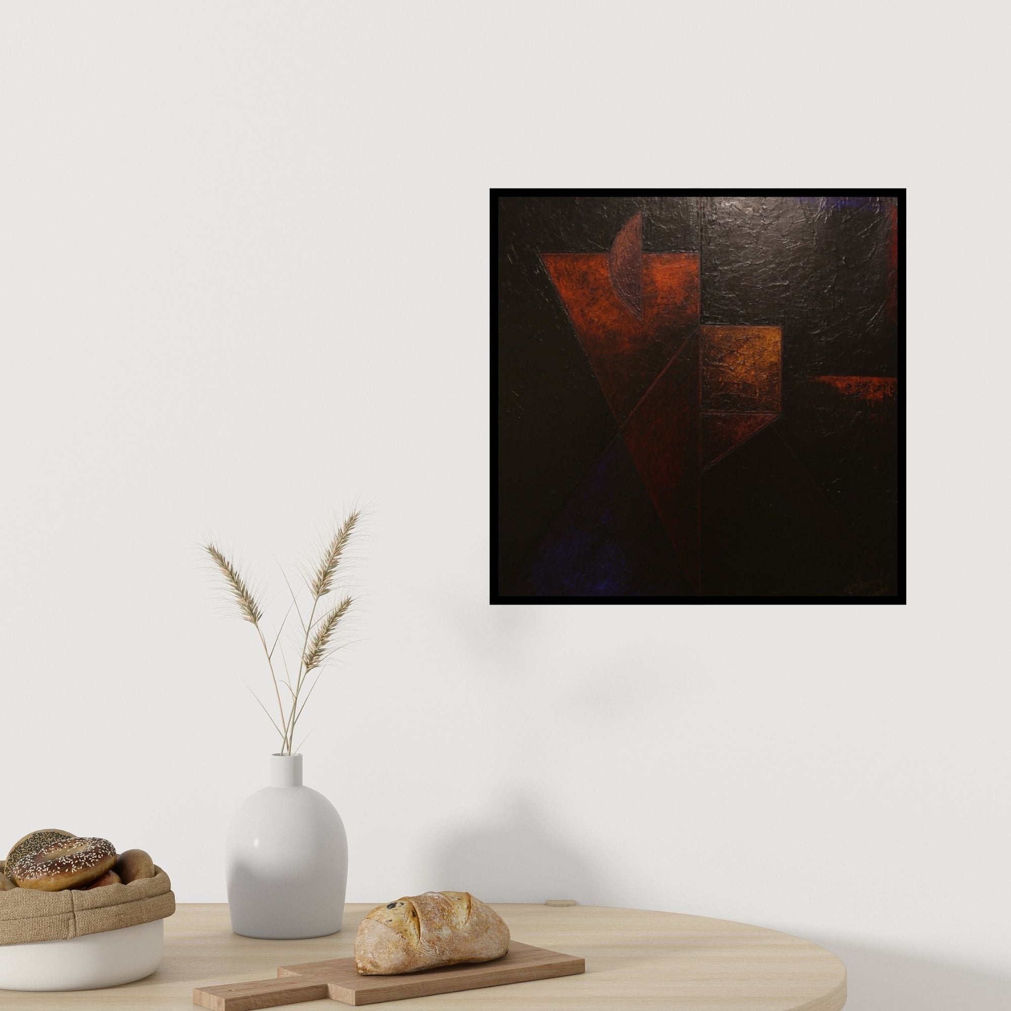 Preview of 'Solitude (Serenity in Solitude)' Painting by Ishani Pimpalkhare shown on a wall in a furnished room.