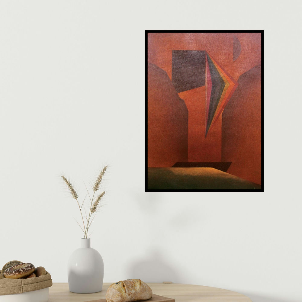 Surendra Chaware's 'Solitude 1 (Untitled)' painting visualized above a sofa in a contemporary room.