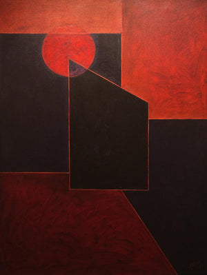 Abstract oil painting titled 'Solitude 10', 48x36 inches, by artist Surendra Chaware on Canvas