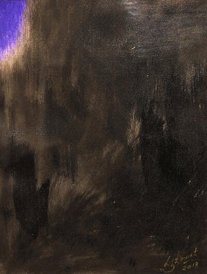 Solitude 15 (Night's Embrace) by Surendra Chaware, Original Acrylic Abstract Painting on Paper, X-Small Vertical Wall Art