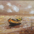 Solitude Anchor' seascape acrylic painting by artist Anumitra Basu Mandal, 20x20 inch, on canvas