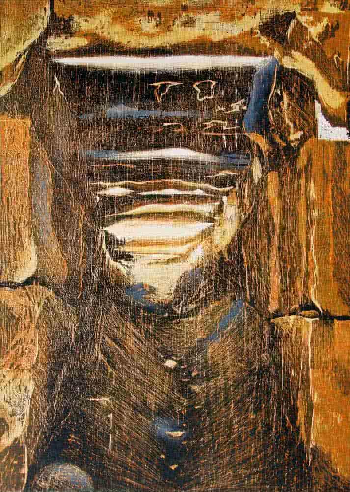 Abstract printmaking titled 'Something What I Saw In My Dream', 23x16 inches, by artist Tapan Madkikar on Paper