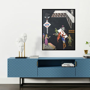 'Sooth 2 (Unfurling)' painting by Laxman Ahire shown on a wall in a furnished room.