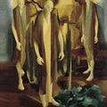 Figurative serigraphs painting titled 'The Sorrowing Men', 46x30 inch, by artist Jehangir Sabavala on Paper