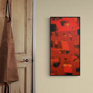 In-situ view of Jayesh Borse's 'Soul Energy (Red Abstract Texture)' painting in a room