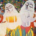 Soul Mate' religious acrylic painting by artist Subrata Ghosh, 39x67 inch, on canvas