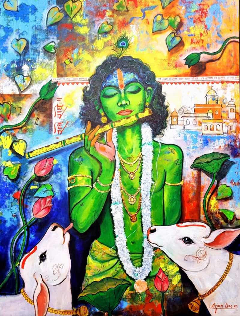 Soul Of Music' religious acrylic painting by artist Arjun Das, 48x36 inch, on canvas
