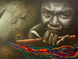 Fantasy acrylic painting titled 'Soul Of Colorful Hope', 48x36 inches, by artist Palash Halder on Canvas