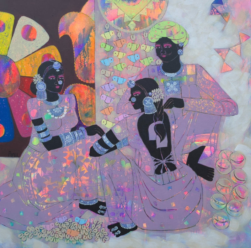 Soul Of The Soil 12' figurative acrylic painting by artist Anuradha Thakur, 30x30 inch, on canvas