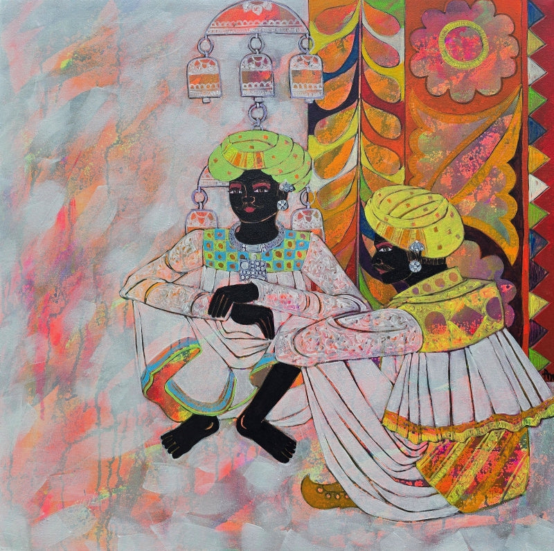 Soul Of The Soil 18' figurative acrylic painting by artist Anuradha Thakur, 24x24 inch, on canvas