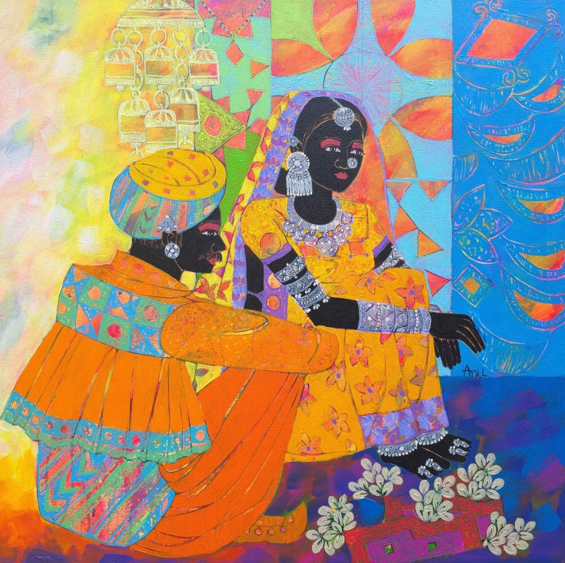 Soul Of The Soil 19' figurative acrylic painting by artist Anuradha Thakur, 24x24 inch, on canvas