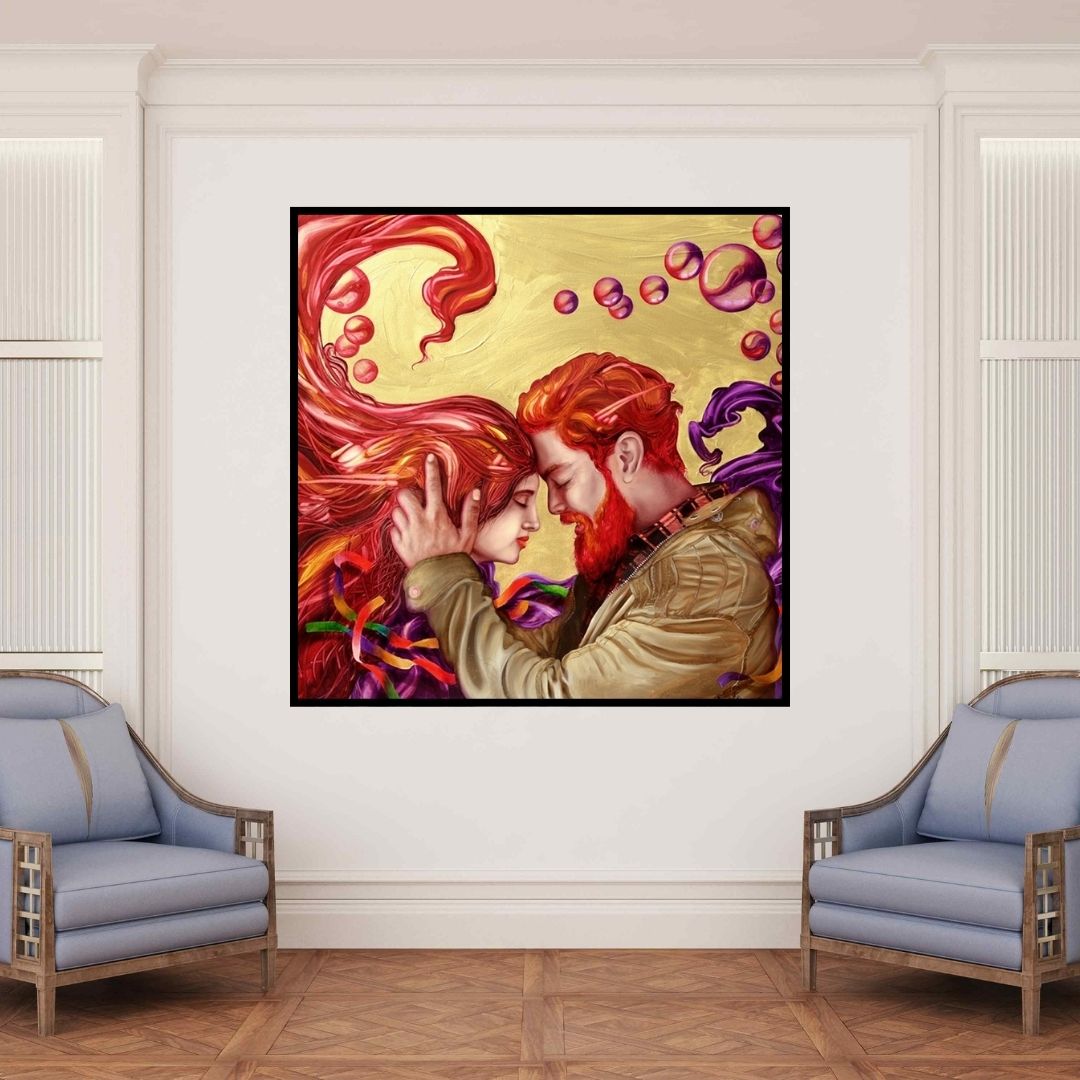 In-situ view of Ankur Rana's 'Soulmates 4' painting in a room