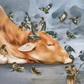 Animals acrylic painting titled 'Souls Solace', 38x60 inches, by artist Guru Kinkar on Canvas