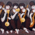 Figurative acrylic painting titled 'The Sound 4', 36x72 inch, by artist Samir Sarkar on Canvas