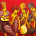 Figurative acrylic painting titled 'The Sound 5', 36x72 inch, by artist Samir Sarkar on Canvas