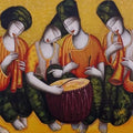 Figurative acrylic painting titled 'The Sound 6', 36x72 inch, by artist Samir Sarkar on Canvas
