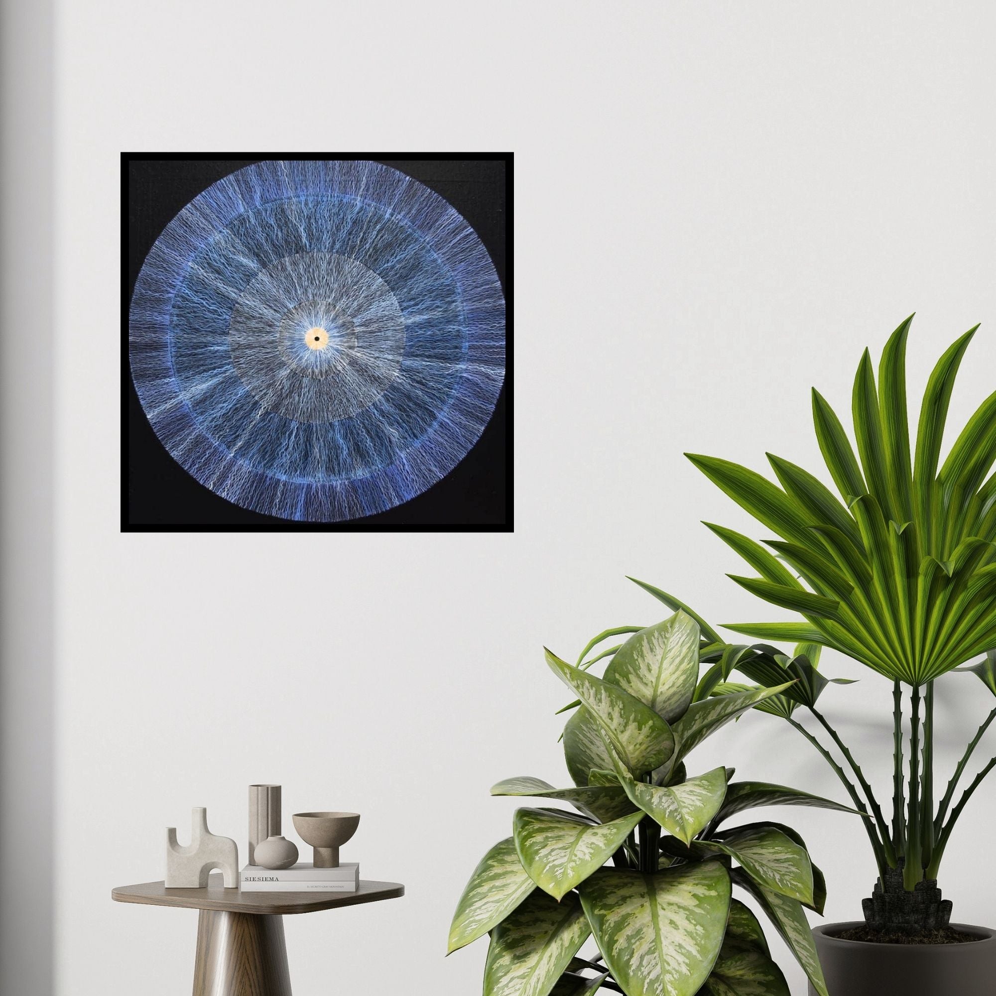 In-situ view of Rajib Deyashi's 'Source Of Creation (The Eye of Creation)' painting in a room