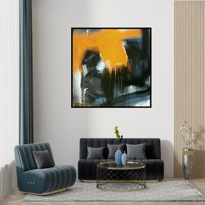 Preview of 'Space 48 (Solar Flare)' Painting by Gulrez Ali shown on a wall in a furnished room.