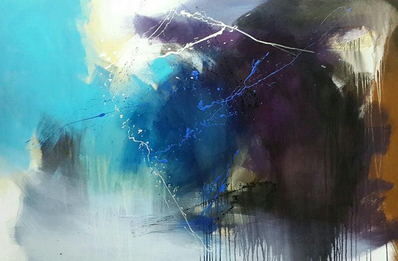 Abstract acrylic painting titled 'Space 89', 46x70 inches, by artist Gulrez Ali on Canvas