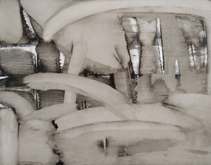 Space Abstract' abstract acrylic-ink painting by artist Hemant Dhane, 22x28 inch, on italian mount paper