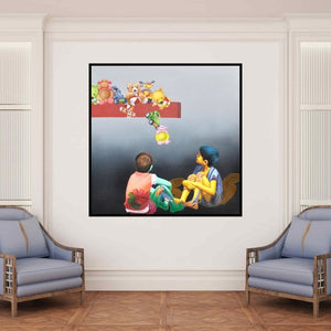 In-situ view of Jitendra Saini's 'Spano Ki Or 2' painting in a room