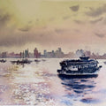 Seascape watercolor painting titled 'Sparkling Seas', 11x15 inches, by artist Lasya Upadhyaya on Paper