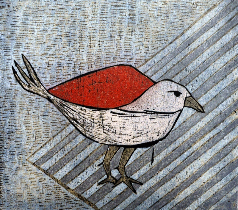 Sparrow 2' animals viscosity printmaking by artist Ankit Kushwaha, 9x9 inch, on paper