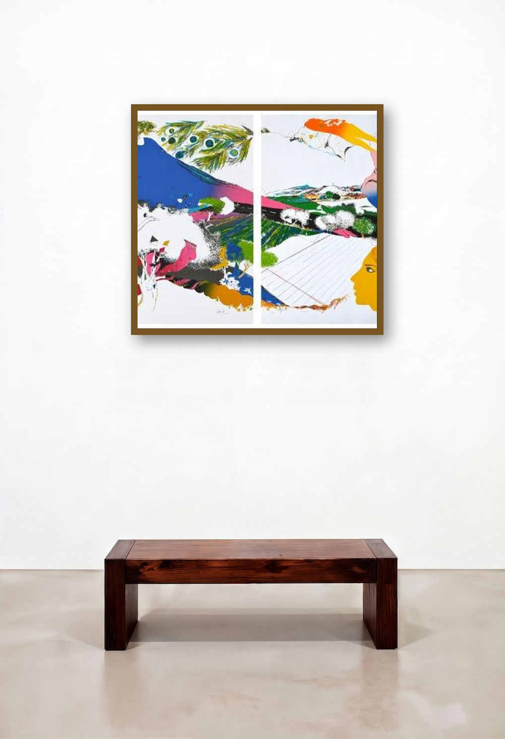 Speechless (Four Panel Prints) by artist Nabibakhsh Mansoori displayed in a Mid-Century Modern Reception Area