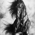Animals charcoal painting titled 'Spirit 3', 60x36 inches, by artist Anand Sai on Canvas