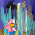 Spiritual Feel' figurative acrylic painting by artist Shyamsundar Achary, 26x26 inch, on canvas