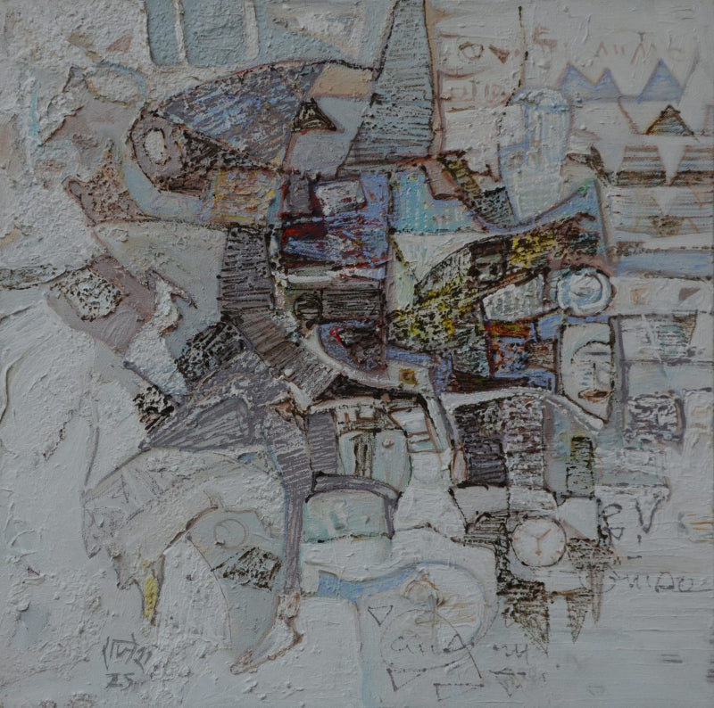 Spiritual Reflection 1' abstract acrylic painting by artist Rajesh Kumar Singh, 18x18 inch, on canvas