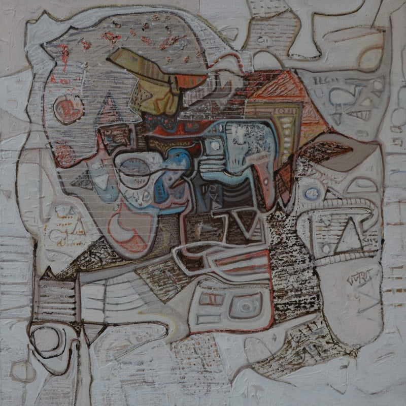 Spiritual Reflection 4' abstract acrylic painting by artist Rajesh Kumar Singh, 18x18 inch, on canvas