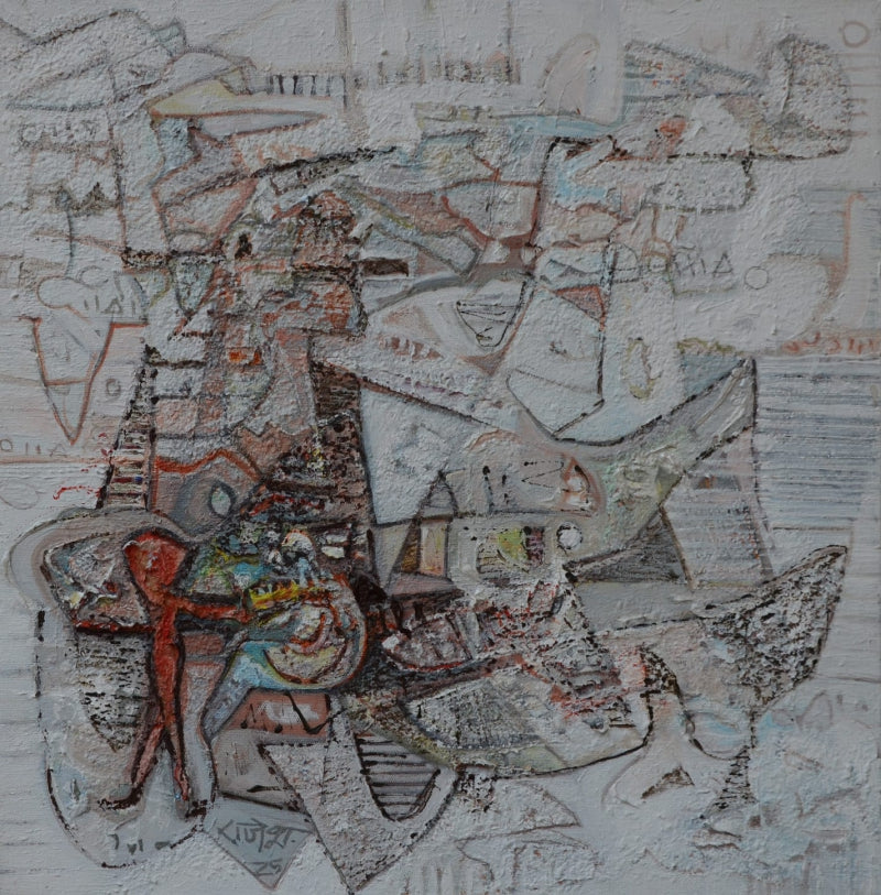 Spiritual Reflection 5' abstract acrylic painting by artist Rajesh Kumar Singh, 18x18 inch, on canvas