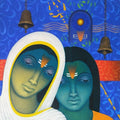 Religious acrylic painting titled 'Spiritual Splendour 1', 24x24 inches, by artist Bhiva Punekar on Canvas