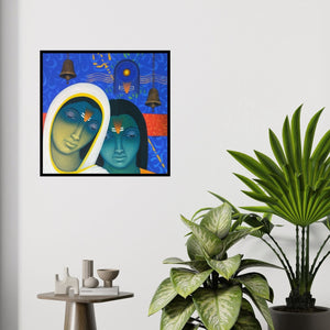 In-situ view of Bhiva Punekar's 'Spiritual Splendour 1 (Divine Union)' painting in a room