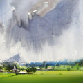 Landscape watercolor painting titled 'Splashing Clouds', 30x40 inches, by artist Ramdas Thorat on Paper
