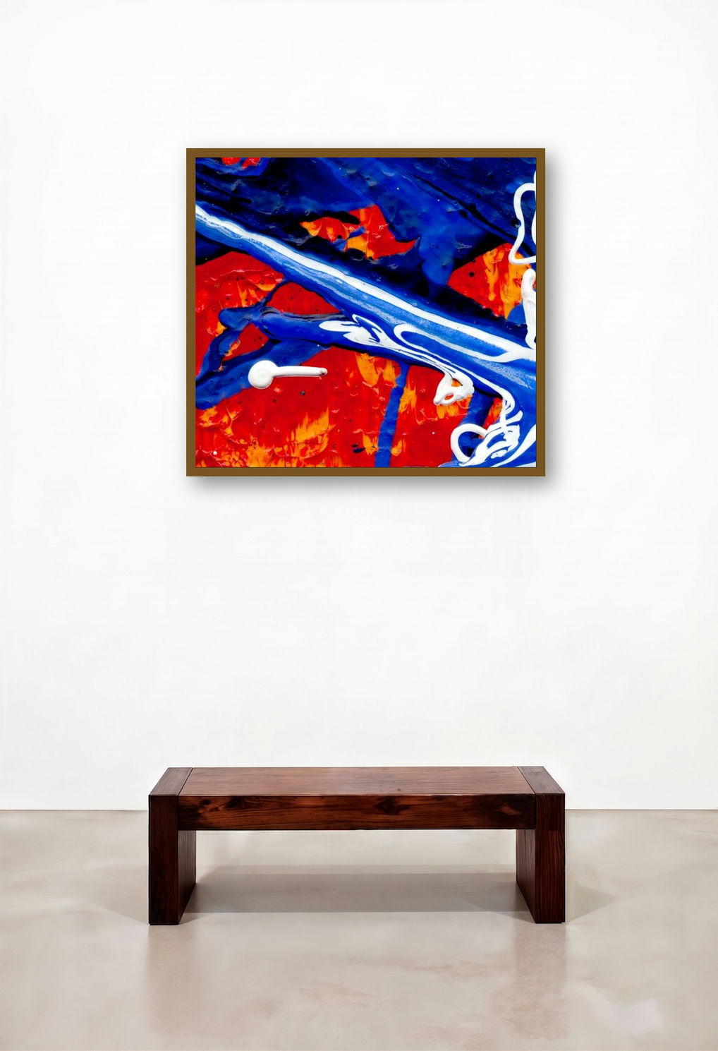 Splatter detail 1 (A Symphony of Hues) by artist Rainer Clemens Merk displayed in a Scandinavian Study