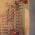 A Spray Of Flower by Banani Karmakar Bhunia, Original Oil Nature Painting on Canvas, Small Vertical Wall Art