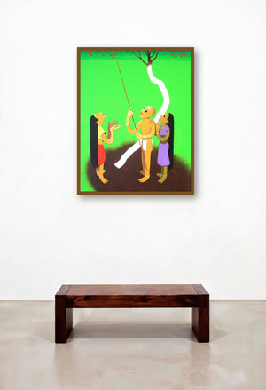 Spring Iii (Awaiting Blossoms) by artist Prakash Pore displayed in a Art Deco Study