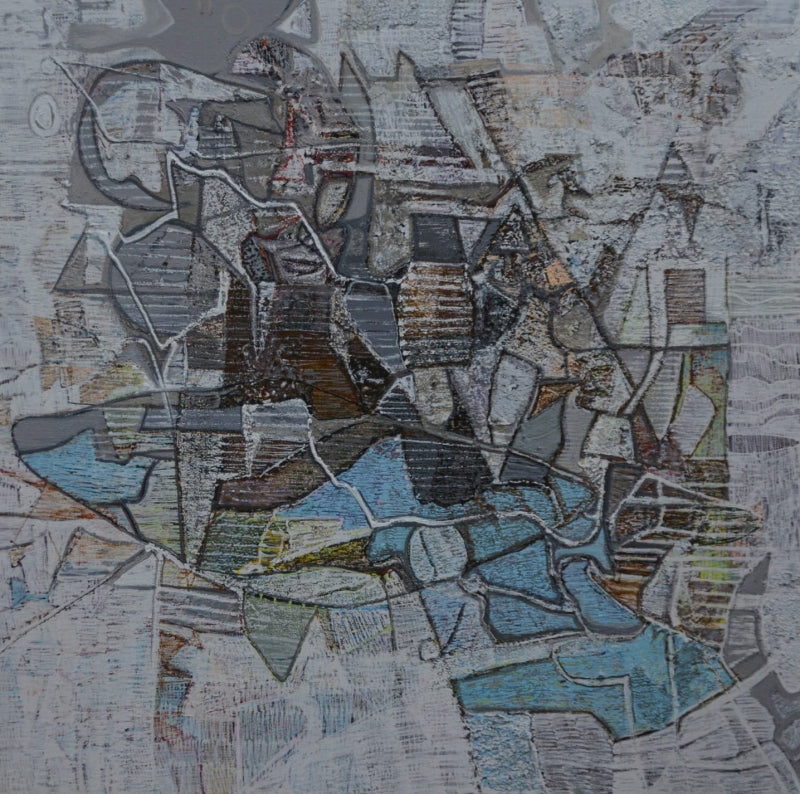 Spritual Reflection 11' abstract mixed-media painting by artist Rajesh Kumar Singh, 30x30 inch, on canvas