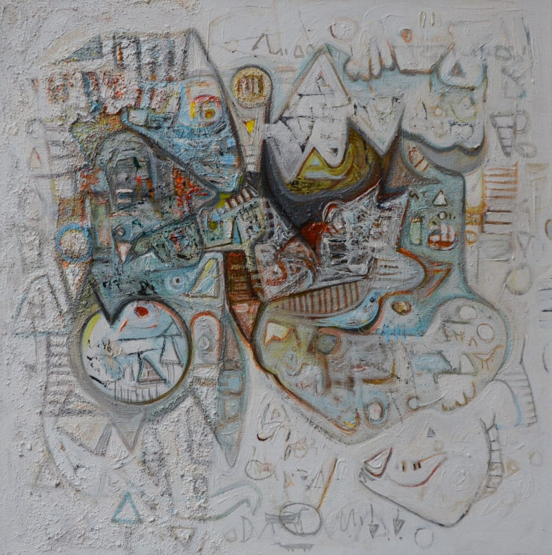 Spritual Reflection 5' abstract acrylic painting by artist Rajesh Kumar Singh, 24x24 inch, on canvas